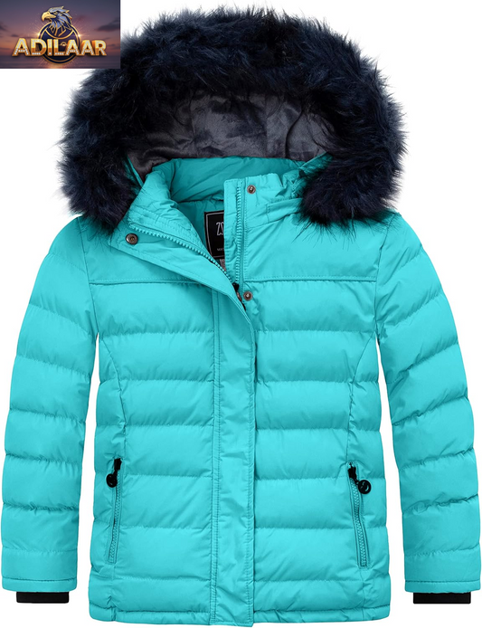 ZSHOW Girls' Hooded Winter Coat - Soft Fleece Lined Puffer Jacket for Warmth and Comfort