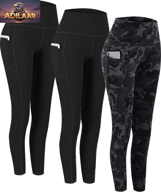 Fengbay Women's High Waist Yoga Leggings with Pockets - Tummy Control Workout and Running Pants (2 Pack)