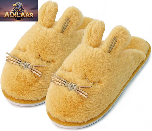 Women's Caramella Bubble Bunny Slippers - Fuzzy Cute Animal Design with Memory Foam for Indoor and Outdoor Use