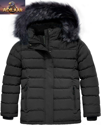 Girls' Puffer Jacket with Soft Fleece Lining - Warm Hooded Winter Coat