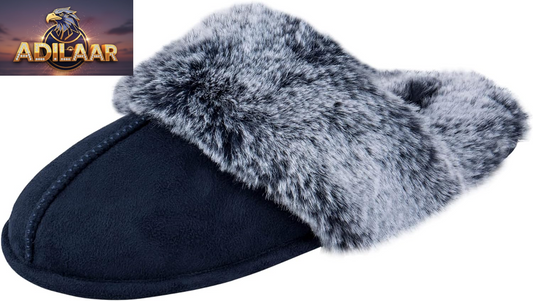 Jessica Simpson Women's Faux Fur Memory Foam House Slippers with Anti-Skid Sole