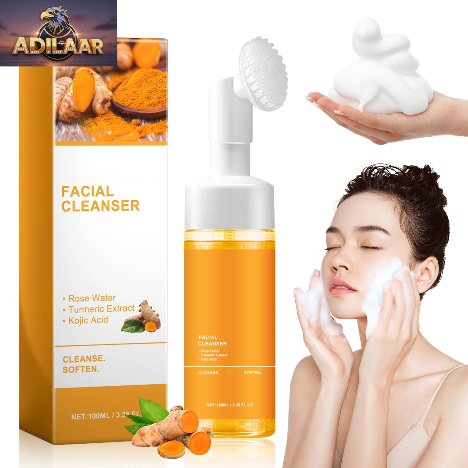 Turmeric Foaming Facial Cleanser for All Skin Types - 3.38 Oz