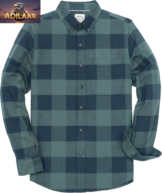 Dubinik® Flannel Shirt for Men Casual Button down Work Soft All Cotton Lightweight Flannel Mens Plaid Shirts Long Sleeve