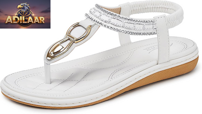 SHIBEVER Women's Dressy Summer Sandals: Comfortable Flat Bohemian T-Strap Casual Footwear