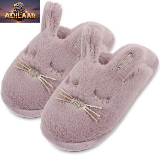 Caramella Women's Fuzzy Bunny Slippers - Cute Animal Memory Foam for Indoor and Outdoor Use