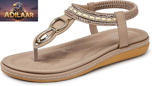 SHIBEVER Women's Dressy Summer Sandals: Comfortable Flat Bohemian T-Strap Casual Footwear for Women