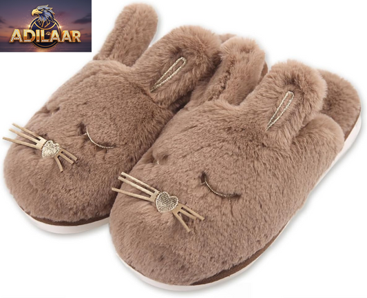 Caramella Women's Fuzzy Bunny Slippers with Memory Foam for Indoor and Outdoor Use