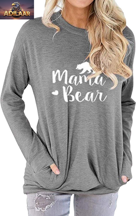 Nlife Mama Bear Mother's Day Graphic Tee for Moms - Gift T-shirt with Meaningful Sayings