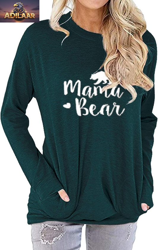 Nlife Mama Bear Mother's Day Graphic Tee for Moms - Stylish Women's T-Shirt with Meaningful Sayings