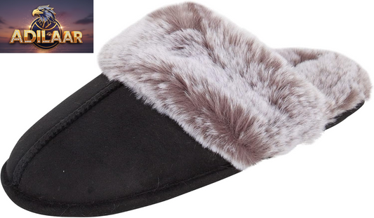 Jessica Simpson Women's Comfort Faux Fur House Slippers with Memory Foam and Anti-Skid Sole